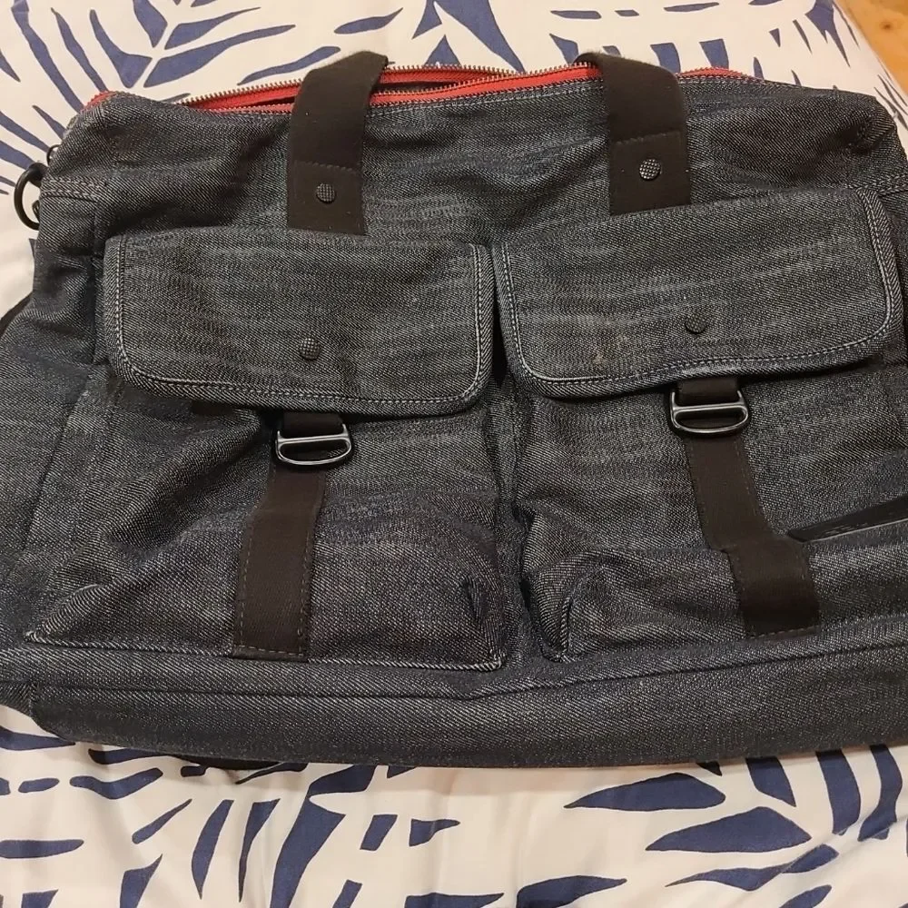 Rare Vintage Tumi T-tech Denim Laptop Messenger Bag Lots of Storage